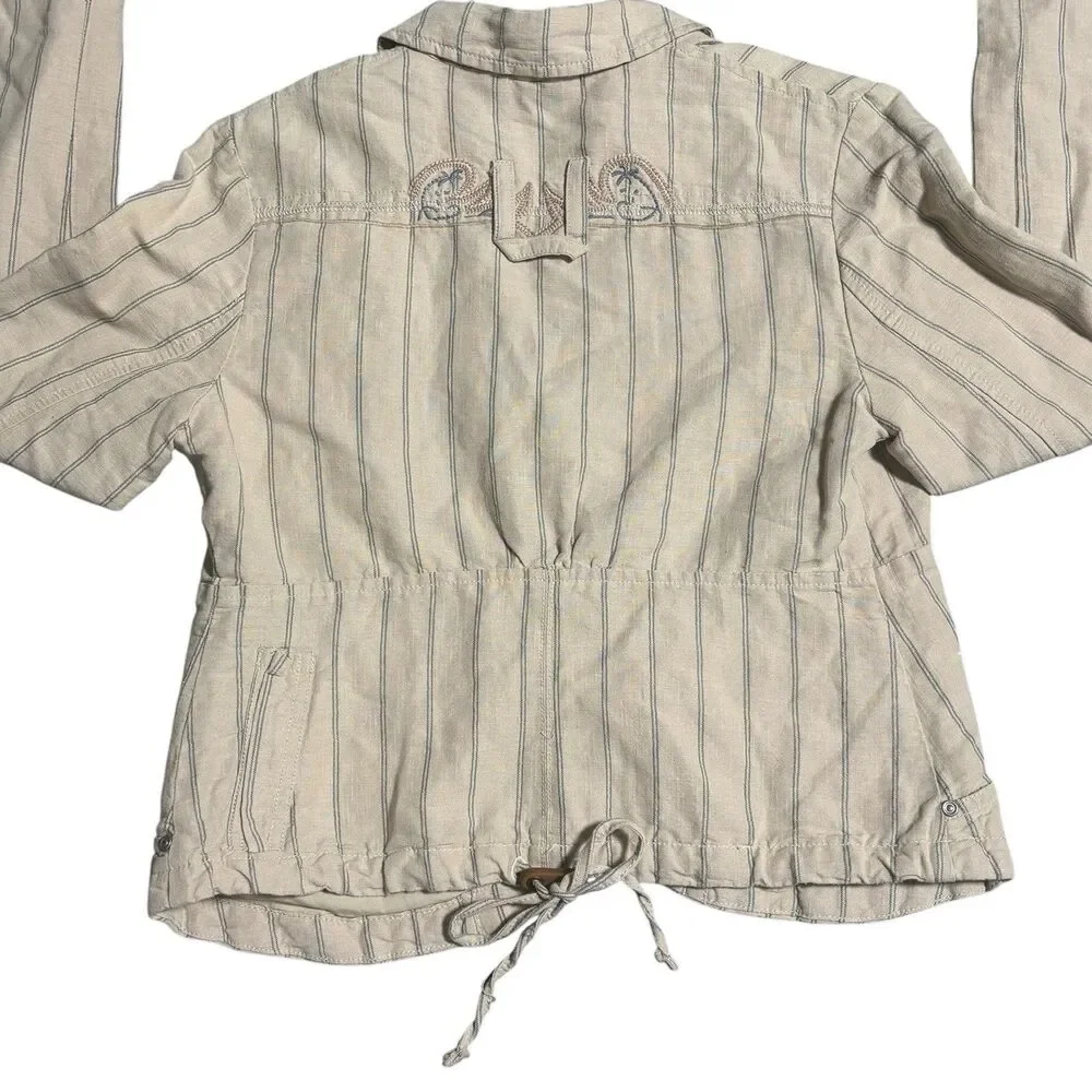 Vintage Women's Diesel Flight Bright Cream Stripe‎ Short Blazer Jacket Sz Small
